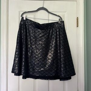 Mermaid Scales Black Glitter Circle Skirt | Size 2x